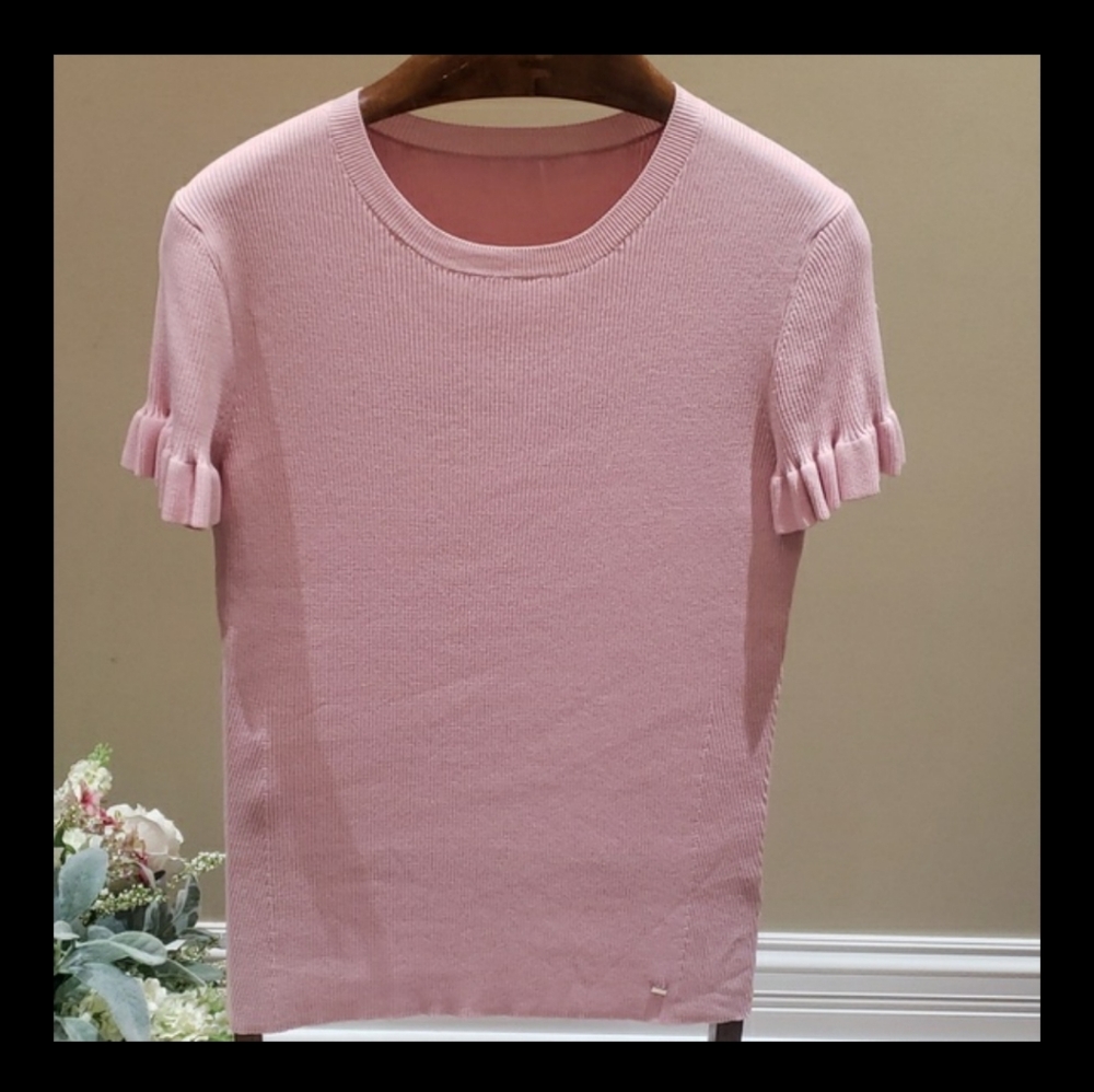 NWOT Ted Baker Rib Puff Short Sleeve Sweater In Dusky Pink 6 in Ted Baker - Picture 8 of 9